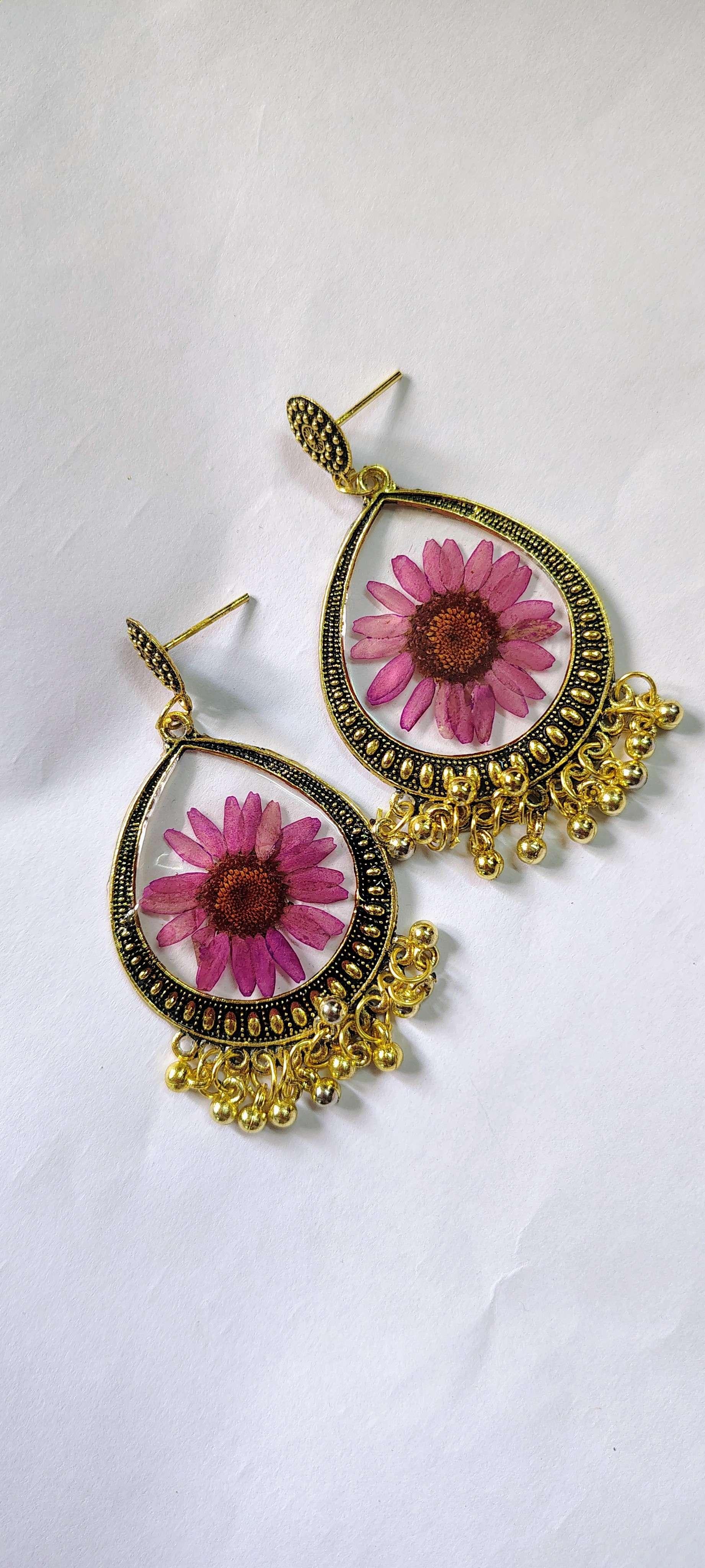 Purple floral jhumka - Image 1